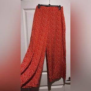Red floral pants
